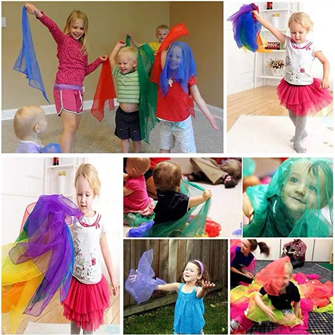 Kids Play Scarves, 12 Pack, 24 x 24 Inch, 6 Colours
