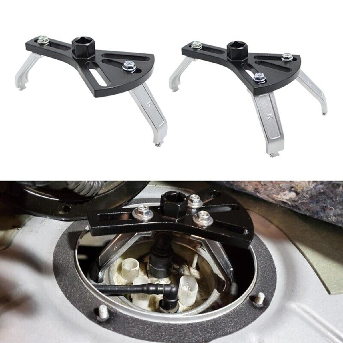 FANEASON Universal Fuel Pump Lock Ring Tool, Adjustable 5.59–7.67 Inch Fuel Tank Cover Removal Tool for Vehicle Maintenance