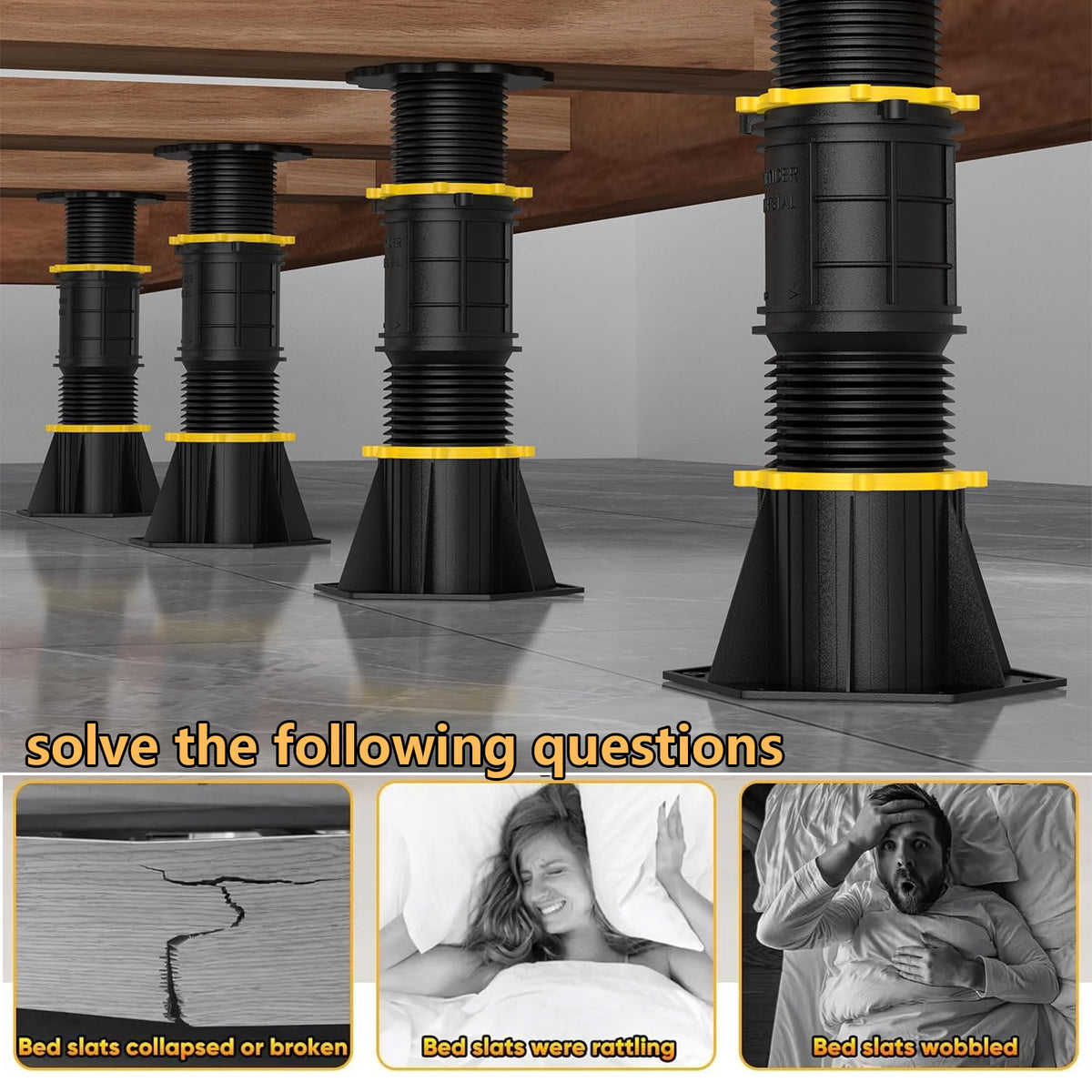 FANEASON Adjustable Bed Frame Support Legs 2 Pack, 8.5–13 Inch Heavy Duty Centre Support Legs for Bed Frame Reinforcement