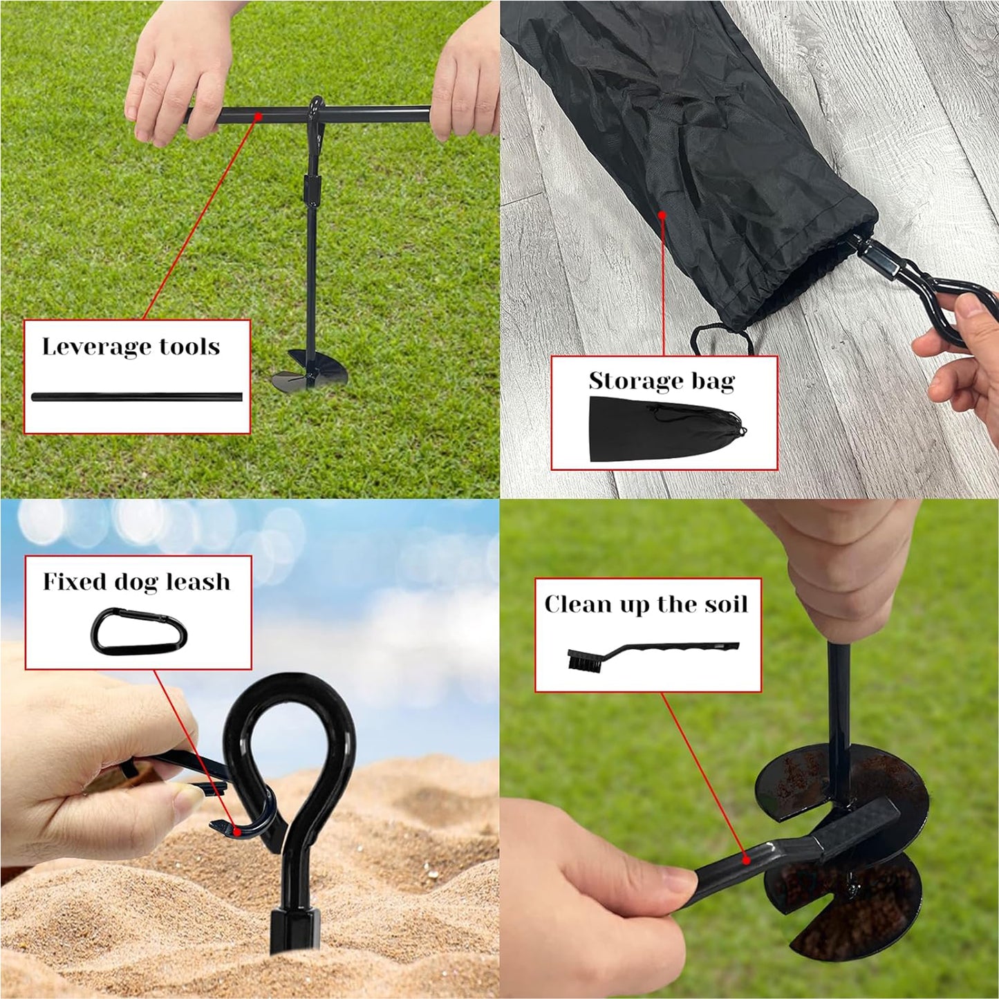 FANEASON Dog Tie Out Stake, 14 Inch, 360° Swivel Heavy Duty Ground Anchor