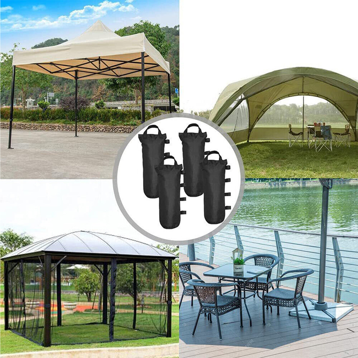 FANEASON Canopy Weight Bags 4 Pack, Heavy Duty Tent Weights Sand Bags for Pop Up Canopies, Gazebos and Outdoor Tents