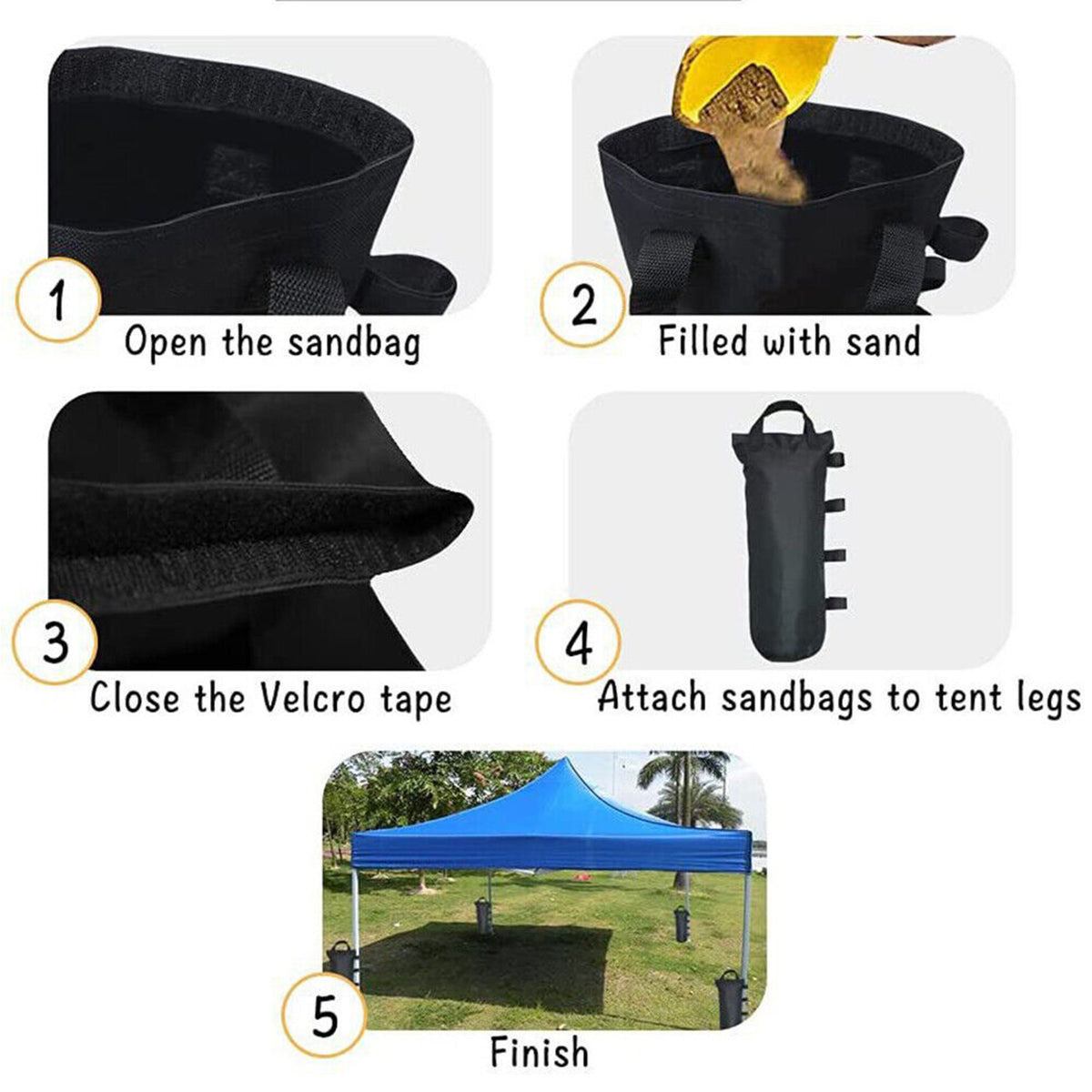 FANEASON Canopy Weight Bags 4 Pack, Heavy Duty Tent Weights Sand Bags for Pop Up Canopies, Gazebos and Outdoor Tents