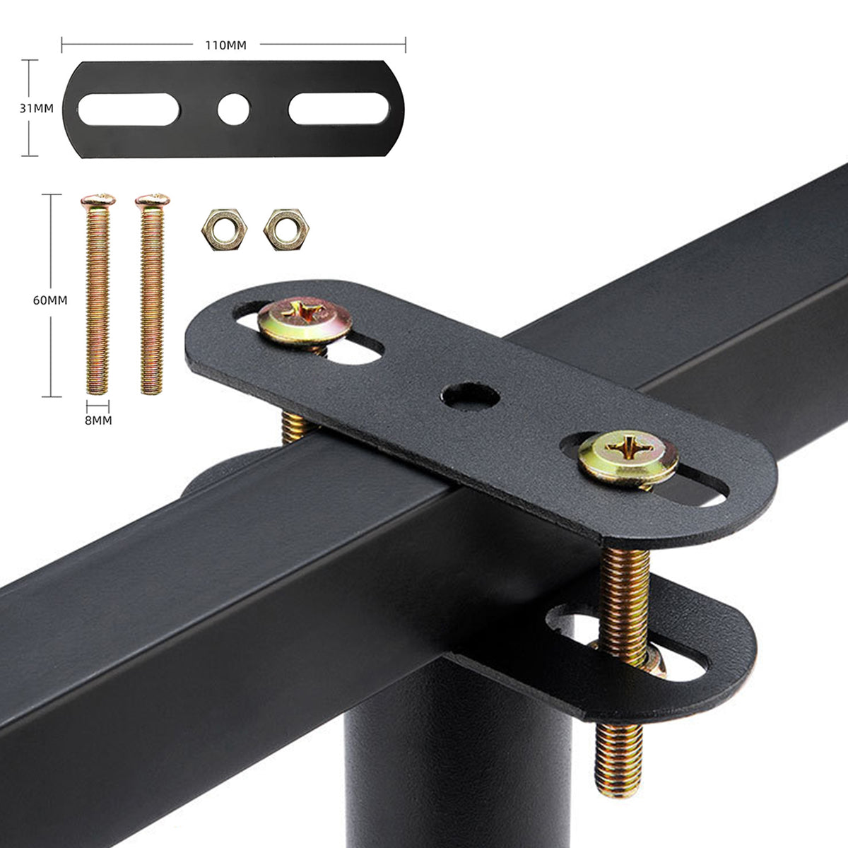 FANEASON Adjustable Bed Support Legs 2 Pack, 18–33 cm Height Adjustable Steel Furniture Legs with Mounting Plates and Non-Slip Feet