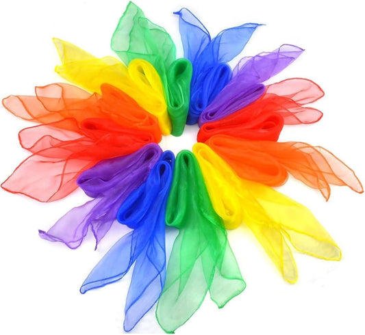 Kids Play Scarves, 12 Pack, 24 x 24 Inch, 6 Colours