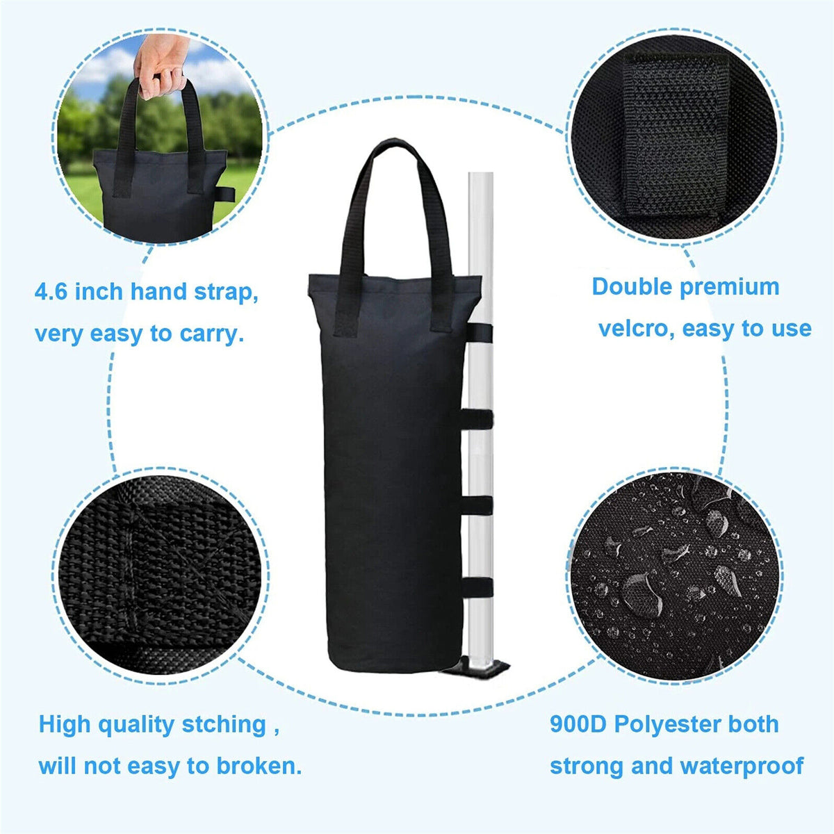FANEASON Canopy Weight Bags 4 Pack, Heavy Duty Tent Weights Sand Bags for Pop Up Canopies, Gazebos and Outdoor Tents